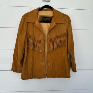 Rem Garson Women’s Medium Brown Fringe Western Cow Jacket Yellowstone Vintage